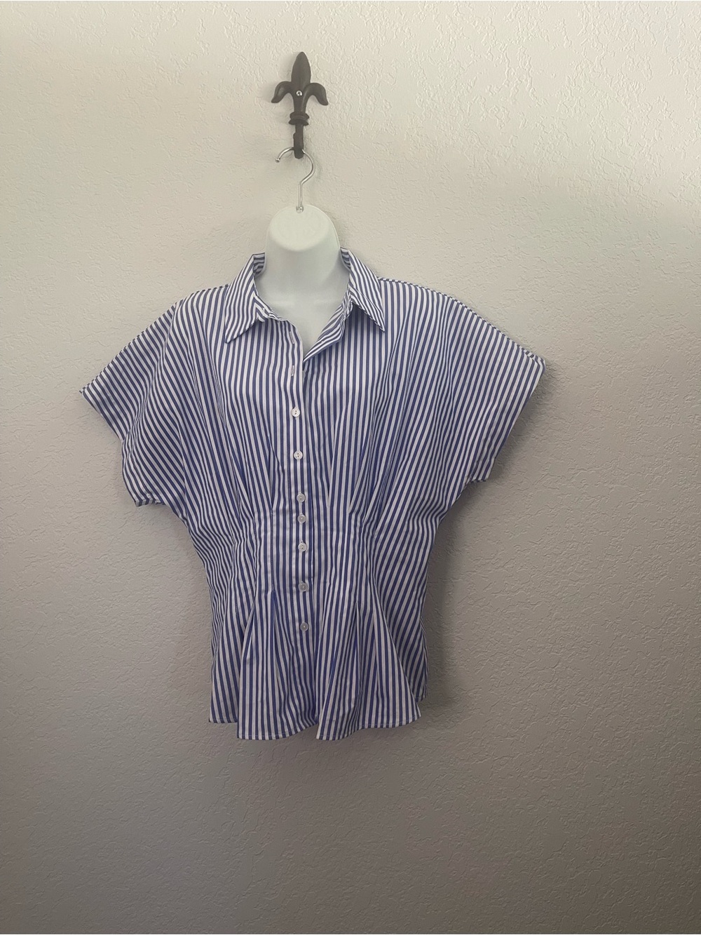 Philosophy Blue and White Striped Button-Front Blouse